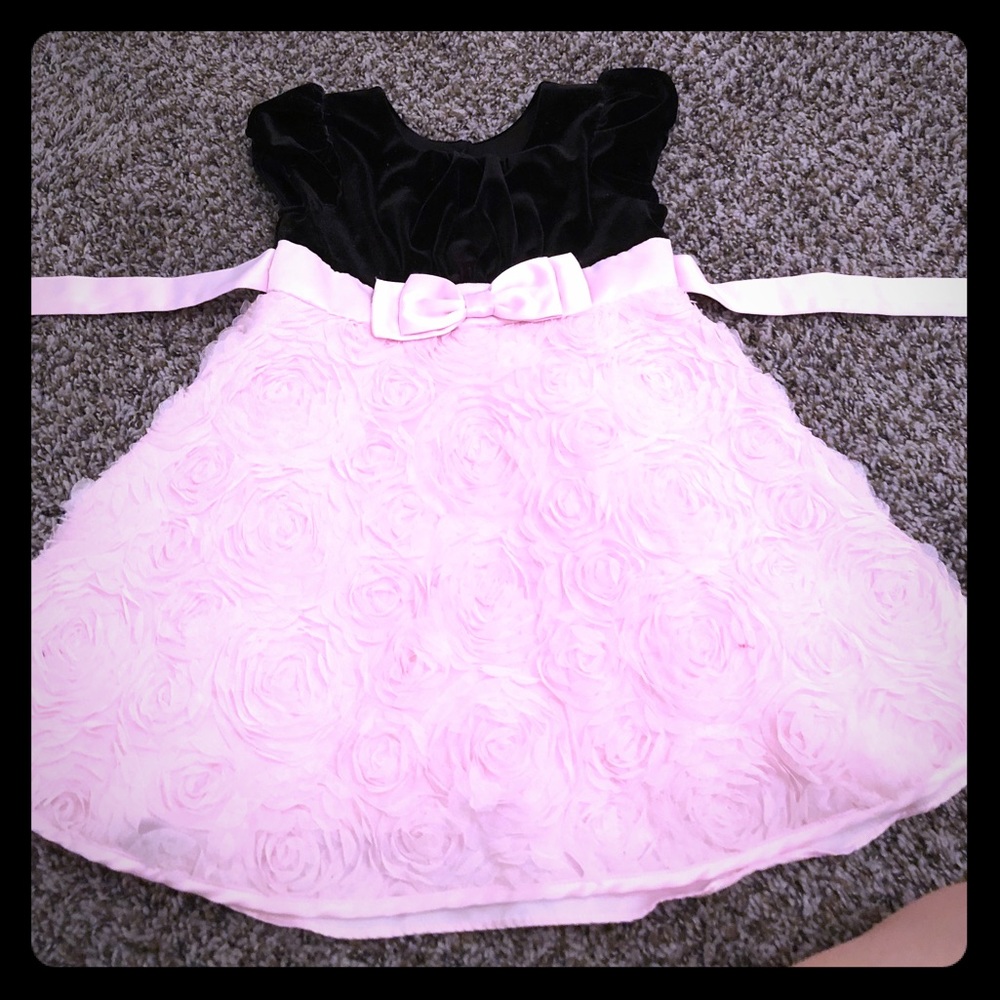 4t Dress, Black Velour & Dusty Rose Tulle & Satin